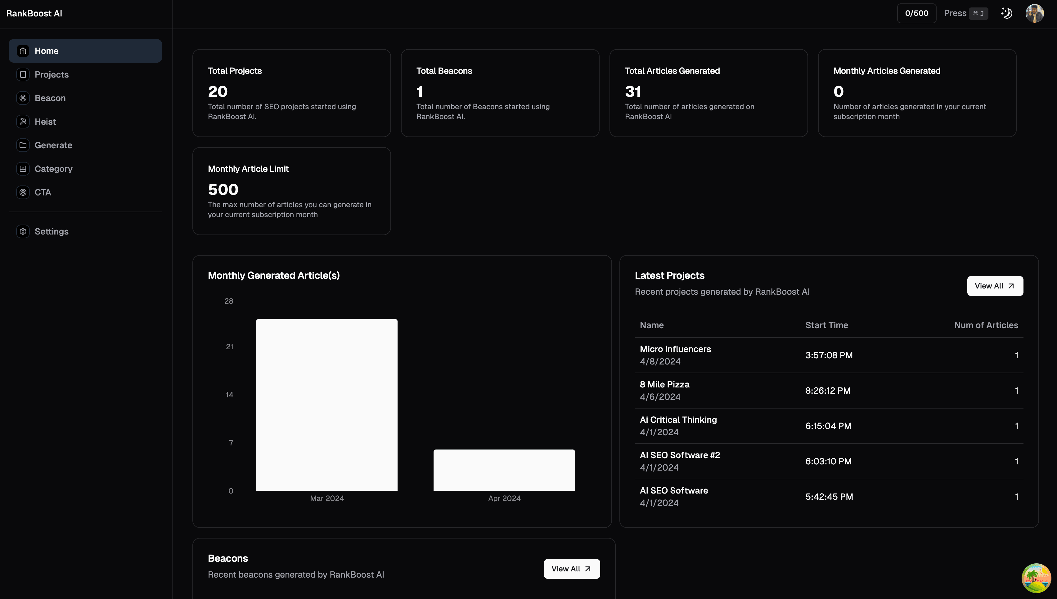 AgentMail Dashboard - Dark Mode